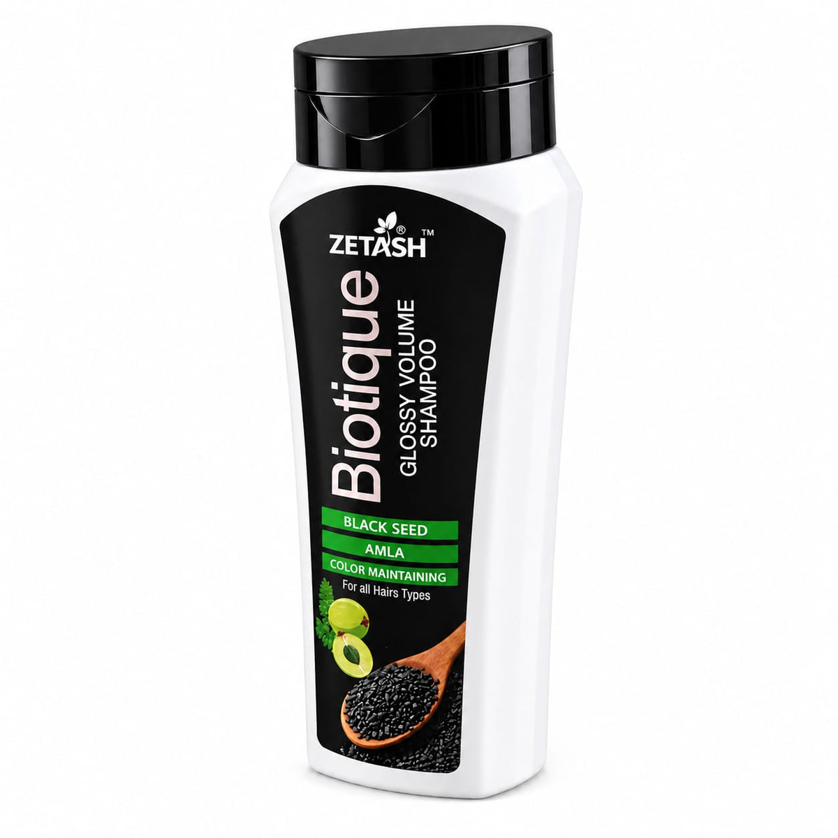 ZETASH Biotique Glossy Volume Herbal Shampoo – Black Seed & Amla | 200ml