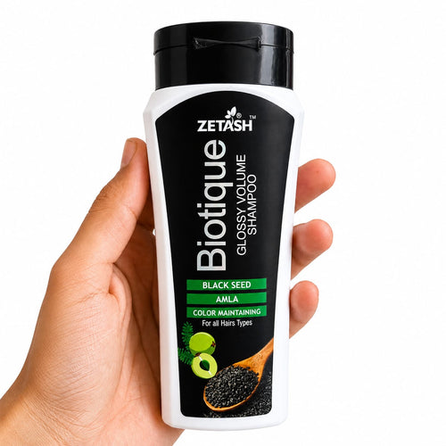 ZETASH Biotique Glossy Volume Herbal Shampoo – Black Seed & Amla | 200ml